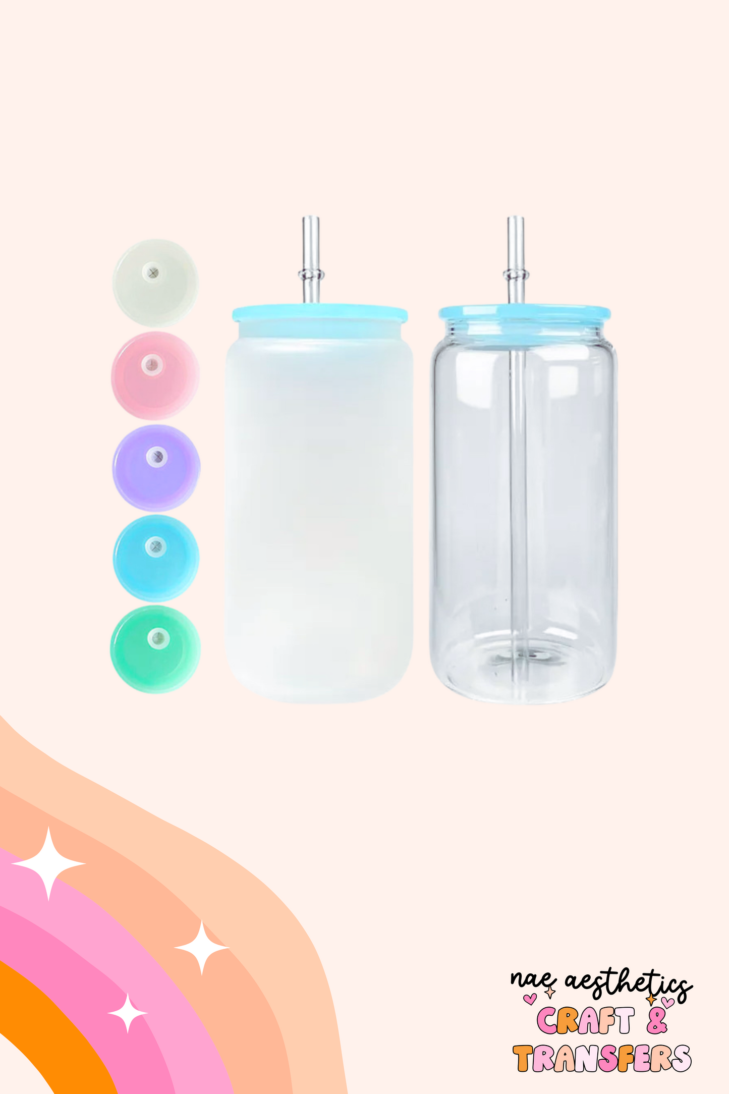 16oz SUBLIMATON GLASS CAN & PLASTIC LID