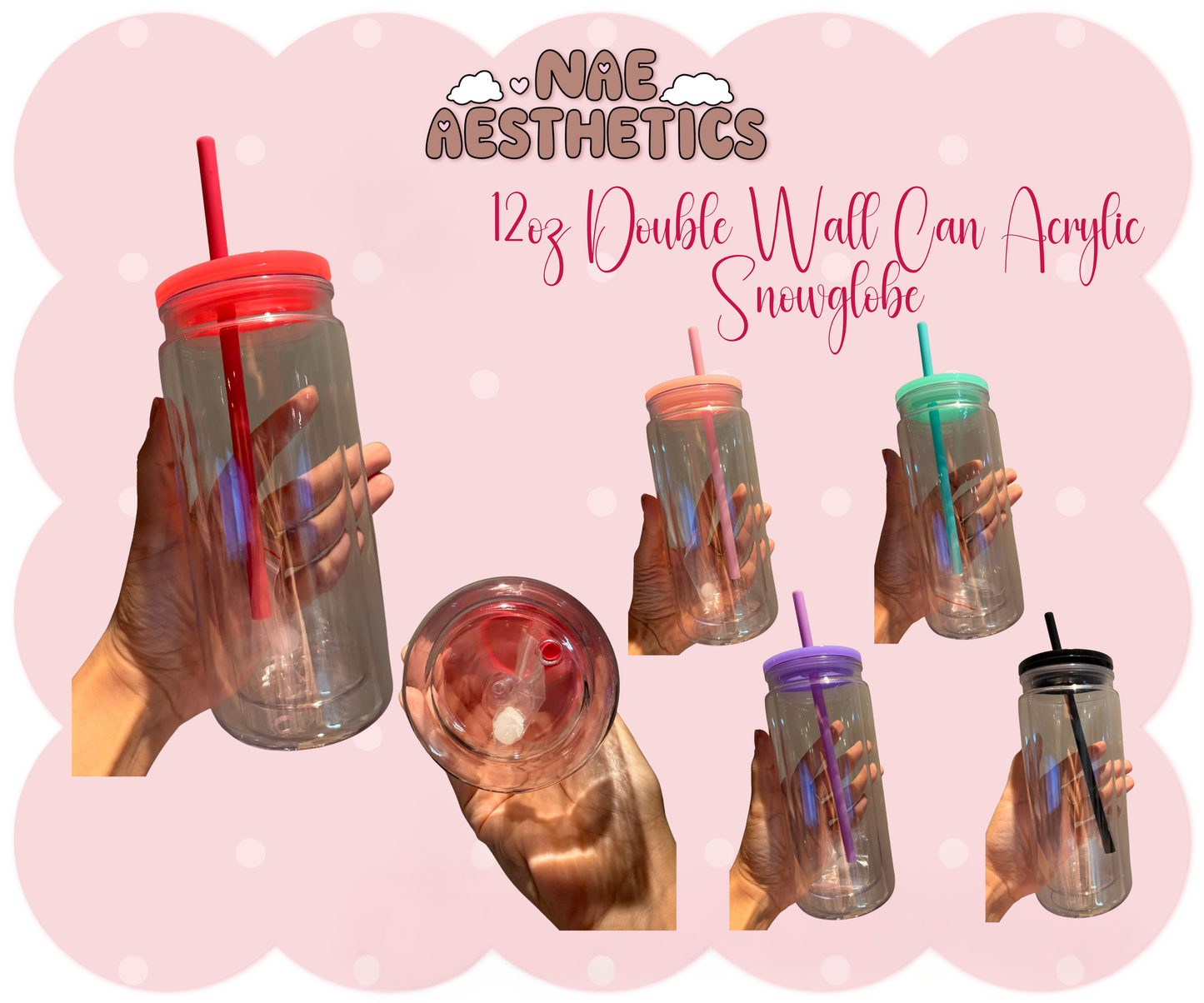 12oz INTERNAL DOUBLE WALL CAN ACRYLIC SNOWGLOBE (16oz EXTERNAL)