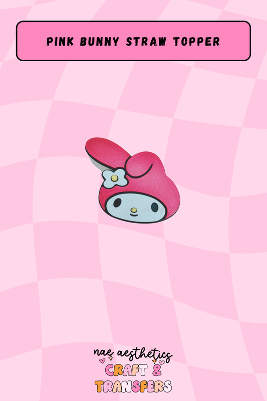 PINK BUNNY STRAW TOPPER