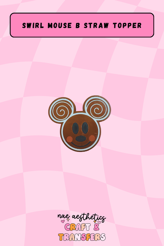 SWIRL MOUSE B STRAW TOPPER