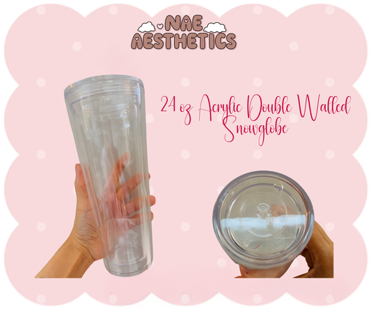 24oz ACRYLIC DOUBLE WALL SNOWGLOBE TUMBLER