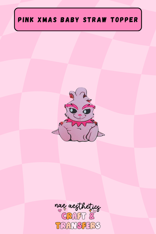 PINK XMAS BABY STRAW TOPPER