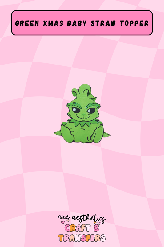 GREEN XMAS BABY STRAW TOPPER