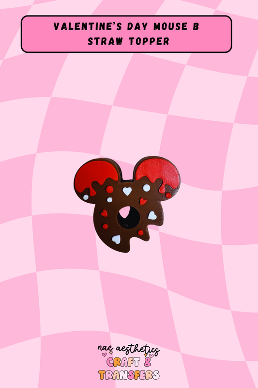 VALENTINE'S DAY MOUSE B STRAW TOPPER