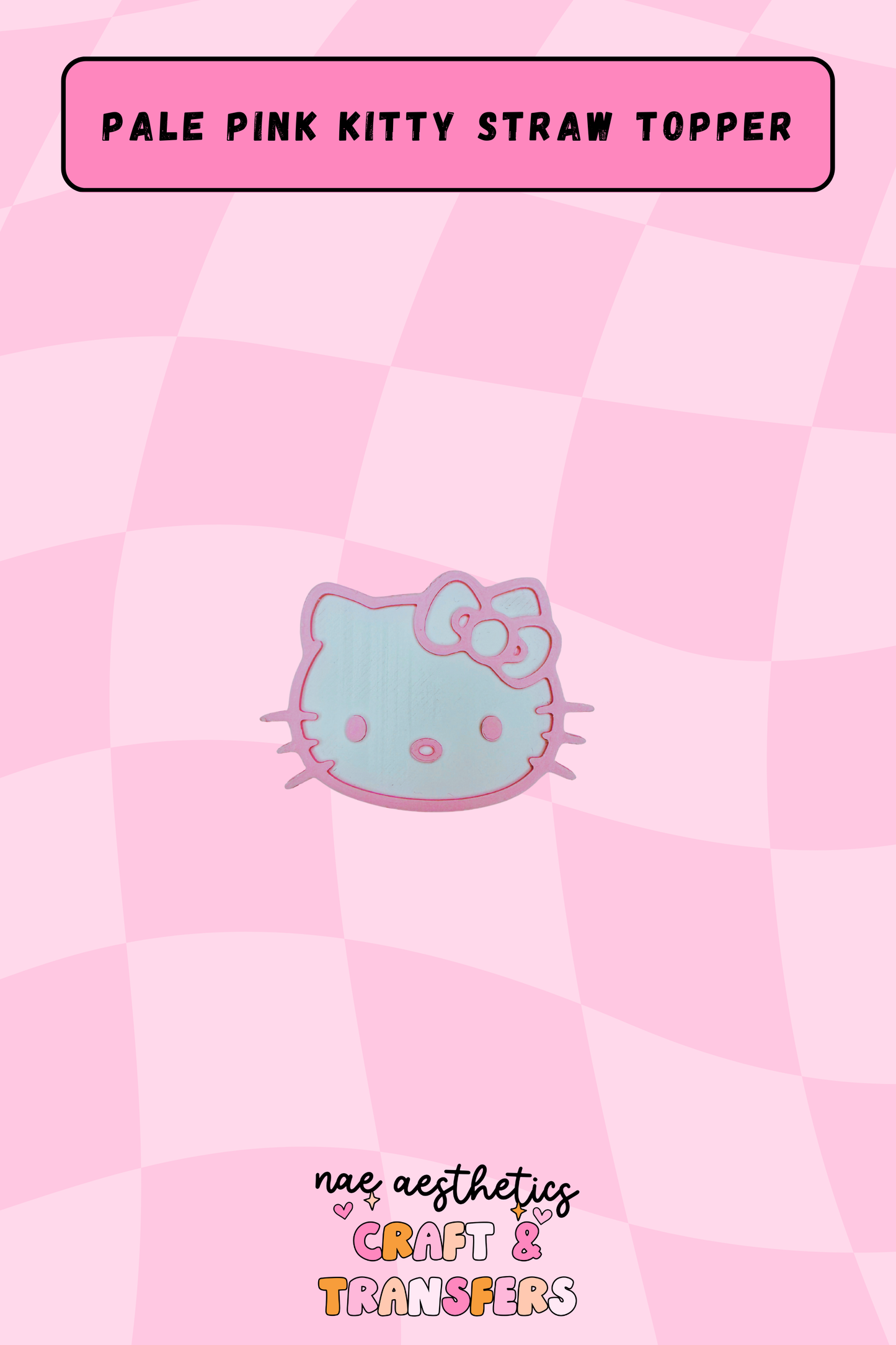 PALE PINK KITTY STRAW TOPPER