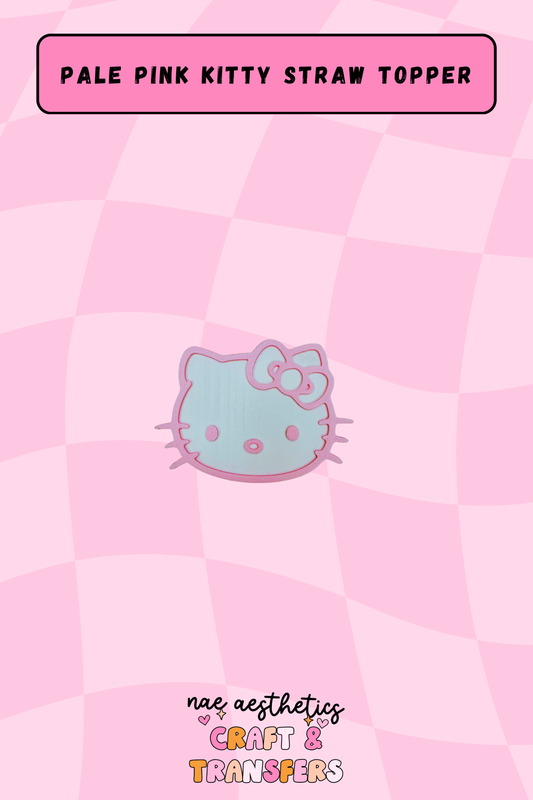 PALE PINK KITTY STRAW TOPPER