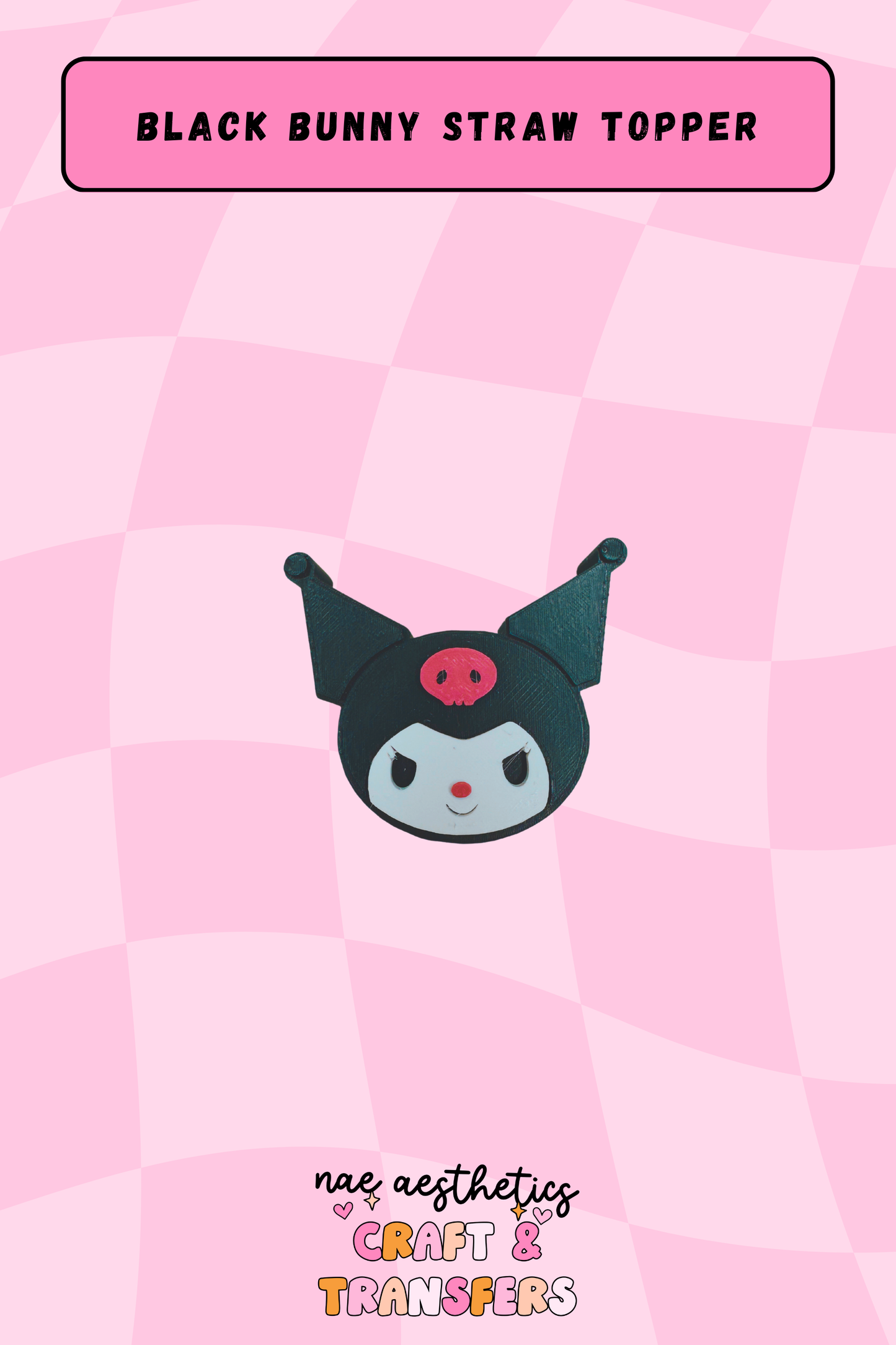 BLACK BUNNY STRAW TOPPER