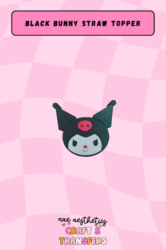 BLACK BUNNY STRAW TOPPER
