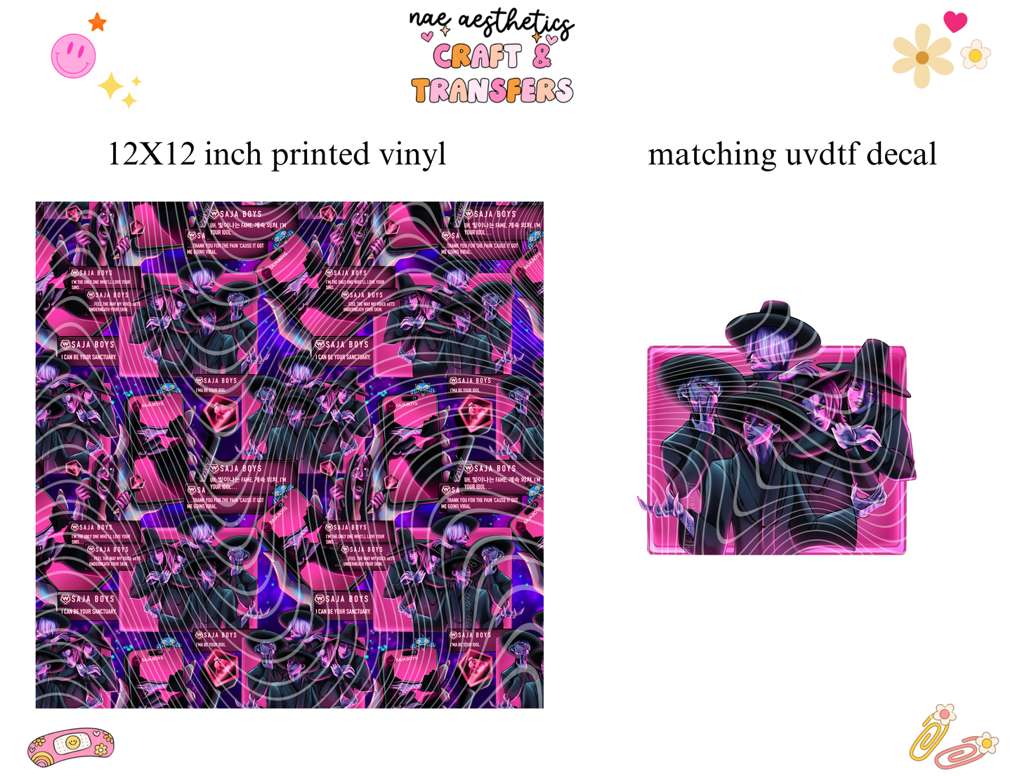 PRINTED VINYL SHEET WITH MATCHING UVDTF #248